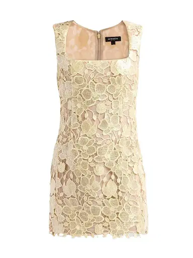 Retrofête Women's Elainy Embroidered Mini Dress - Yuzu | Thumbnail 1 Retrofête Women's Elainy Embroidered Mini Dress - Yuzu | Thumbnail 1