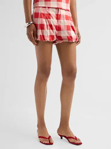 SEROYA Women's Vicky Plaid Bubble Shorts - Geranium Gigham - Size Small | Thumbnail 4 SEROYA Women's Vicky Plaid Bubble Shorts - Geranium Gigham - Size Small | Thumbnail 4