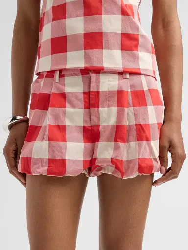 SEROYA Women's Vicky Plaid Bubble Shorts - Geranium Gigham - Size Small | Thumbnail 5 SEROYA Women's Vicky Plaid Bubble Shorts - Geranium Gigham - Size Small | Thumbnail 5
