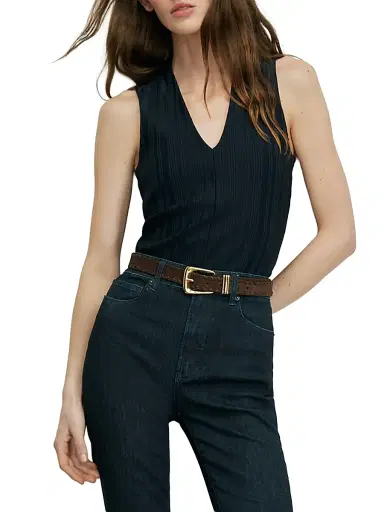 Veronica Beard Women's Evania Ribbed Tank - Navy | Thumbnail 3 Veronica Beard Women's Evania Ribbed Tank - Navy | Thumbnail 3