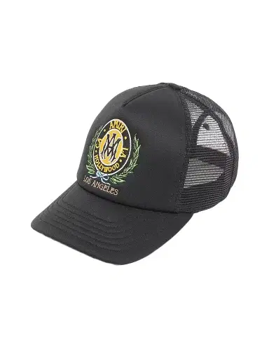 AMIRI Men's MA Crest Trucker Hat - Black | Thumbnail 1 AMIRI Men's MA Crest Trucker Hat - Black | Thumbnail 1