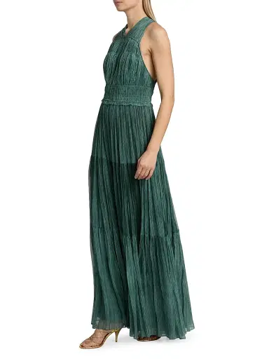 Ulla Johnson Women's Freesia Shirred Silk Chiffon Sleeveless Gown - Kelp | Thumbnail 2 Ulla Johnson Women's Freesia Shirred Silk Chiffon Sleeveless Gown - Kelp | Thumbnail 2