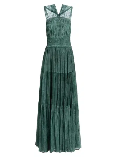Ulla Johnson Women's Freesia Shirred Silk Chiffon Sleeveless Gown - Kelp | Thumbnail 1 Ulla Johnson Women's Freesia Shirred Silk Chiffon Sleeveless Gown - Kelp | Thumbnail 1