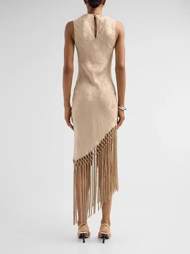 Ronny Kobo Women's Alexina Floral Fringe Midi Dress - Champagne | Thumbnail 3 Ronny Kobo Women's Alexina Floral Fringe Midi Dress - Champagne | Thumbnail 3