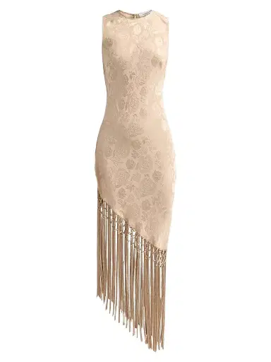 Ronny Kobo Women's Alexina Floral Fringe Midi Dress - Champagne | Thumbnail 1 Ronny Kobo Women's Alexina Floral Fringe Midi Dress - Champagne | Thumbnail 1