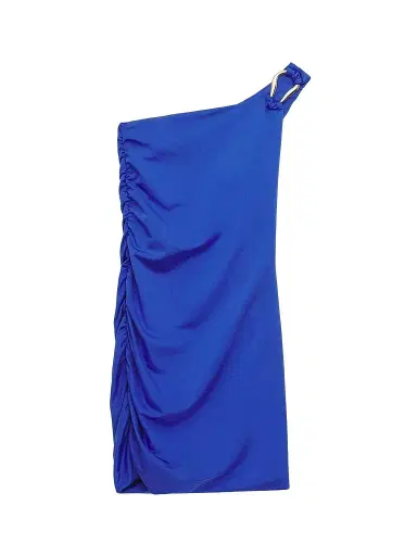 KatieJ NYC Girl's Kannon One-Shoulder Ruched Dress - Cobalt | Thumbnail 1 KatieJ NYC Girl's Kannon One-Shoulder Ruched Dress - Cobalt | Thumbnail 1