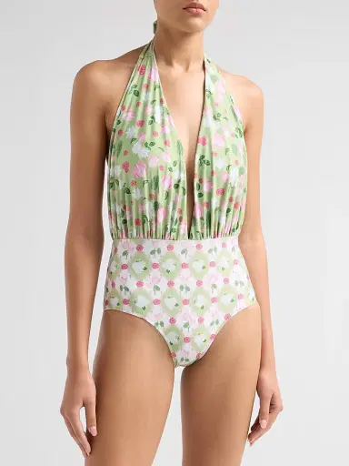 VERANDAH Women's Ammama Floral Halter One-Piece Swimsuit - Sage Green - Size XL | Thumbnail 4 VERANDAH Women's Ammama Floral Halter One-Piece Swimsuit - Sage Green - Size XL | Thumbnail 4