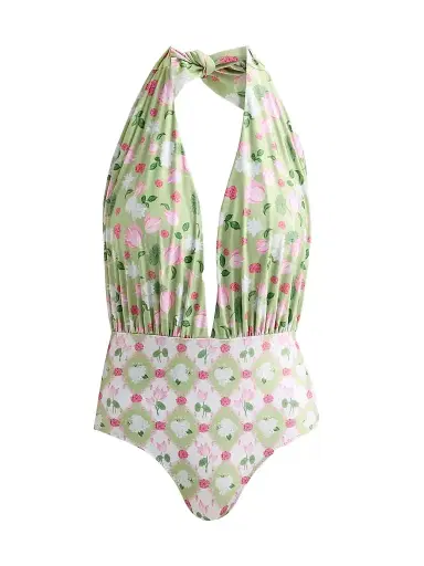 VERANDAH Women's Ammama Floral Halter One-Piece Swimsuit - Sage Green - Size XL | Thumbnail 1 VERANDAH Women's Ammama Floral Halter One-Piece Swimsuit - Sage Green - Size XL | Thumbnail 1