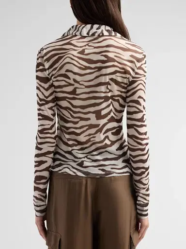 Toccin Women's Lennon Sheer Zebra Fitted Button-Front Top | Thumbnail 3 Toccin Women's Lennon Sheer Zebra Fitted Button-Front Top | Thumbnail 3