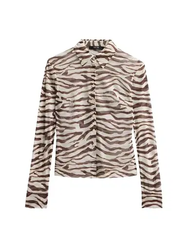 Toccin Women's Lennon Sheer Zebra Fitted Button-Front Top | Thumbnail 1 Toccin Women's Lennon Sheer Zebra Fitted Button-Front Top | Thumbnail 1