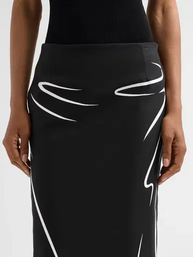 MOSCHINO Women's Printed Cotton Midi Skirt - Multi Black | Thumbnail 5 MOSCHINO Women's Printed Cotton Midi Skirt - Multi Black | Thumbnail 5