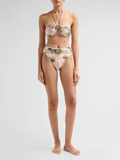 PatBo Women's Beaded Appliqué Lotus High-Waist Bikini Bottom | Thumbnail 2 PatBo Women's Beaded Appliqué Lotus High-Waist Bikini Bottom | Thumbnail 2