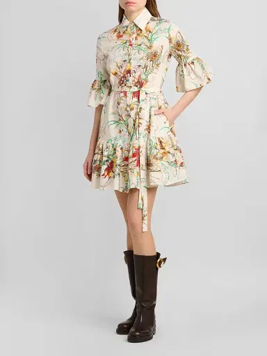 Etro Women's Printed Mini Shirtdress - Printed White - Size 14 | Thumbnail 4 Etro Women's Printed Mini Shirtdress - Printed White - Size 14 | Thumbnail 4