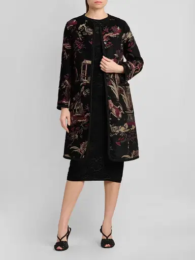 Etro Women's Jacquard Collarless Coat | Thumbnail 2 Etro Women's Jacquard Collarless Coat | Thumbnail 2
