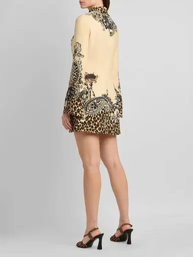 Etro Women's Leopard-Print Mini Dress - Printed Beige - Size 12 | Thumbnail 3 Etro Women's Leopard-Print Mini Dress - Printed Beige - Size 12 | Thumbnail 3