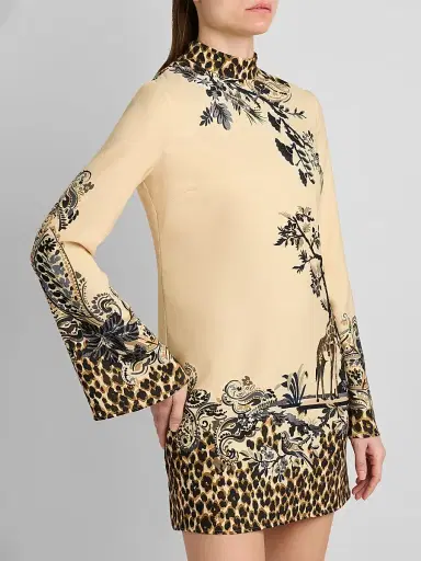 Etro Women's Leopard-Print Mini Dress - Printed Beige - Size 12 | Thumbnail 5 Etro Women's Leopard-Print Mini Dress - Printed Beige - Size 12 | Thumbnail 5
