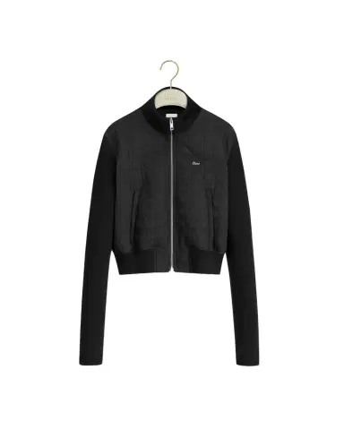 Dior Zipped Cropped Macrocannage Jacket | Thumbnail 1 Dior Zipped Cropped Macrocannage Jacket | Thumbnail 1