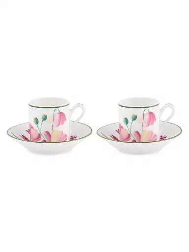 GINORI 1735 Florenza Malva Floral 4-Piece Espresso Cup & Saucer Set | Thumbnail 4 GINORI 1735 Florenza Malva Floral 4-Piece Espresso Cup & Saucer Set | Thumbnail 4