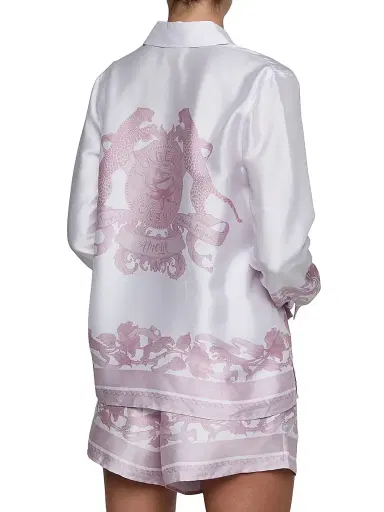 L'AGENCE Women's Judy Scarf Satin Shirt - Mauve Multi Leopard | Thumbnail 6 L'AGENCE Women's Judy Scarf Satin Shirt - Mauve Multi Leopard | Thumbnail 6