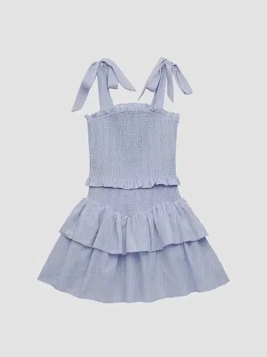 KatieJ NYC Girl's Smocked Fit-And-Flare Dress - Baby Blue | Thumbnail 2 KatieJ NYC Girl's Smocked Fit-And-Flare Dress - Baby Blue | Thumbnail 2