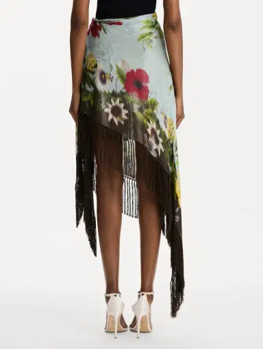 Oscar de la Renta Dominican Mixed-Floral Fringe Skirt | Thumbnail 3 Oscar de la Renta Dominican Mixed-Floral Fringe Skirt | Thumbnail 3