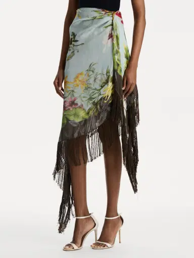 Oscar de la Renta Dominican Mixed-Floral Fringe Skirt | Thumbnail 4 Oscar de la Renta Dominican Mixed-Floral Fringe Skirt | Thumbnail 4