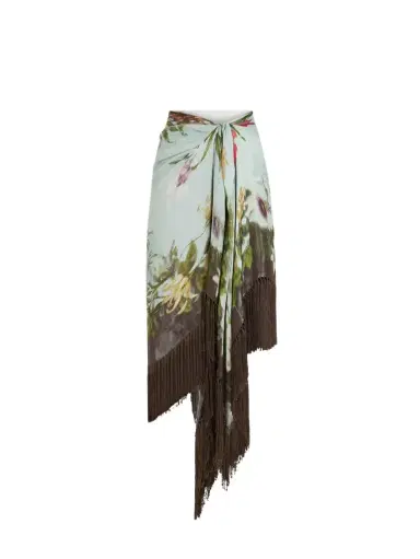 Oscar de la Renta Dominican Mixed-Floral Fringe Skirt | Thumbnail 1 Oscar de la Renta Dominican Mixed-Floral Fringe Skirt | Thumbnail 1