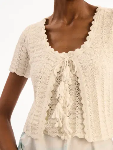 Oscar de la Renta Pointelle Weave Cardigan | Thumbnail 5 Oscar de la Renta Pointelle Weave Cardigan | Thumbnail 5