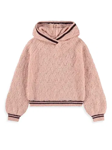 Molo Little Girl's & Girl's Gitta Pointelle-Knit Hoodie - Petal Blush | Thumbnail 1 Molo Little Girl's & Girl's Gitta Pointelle-Knit Hoodie - Petal Blush | Thumbnail 1