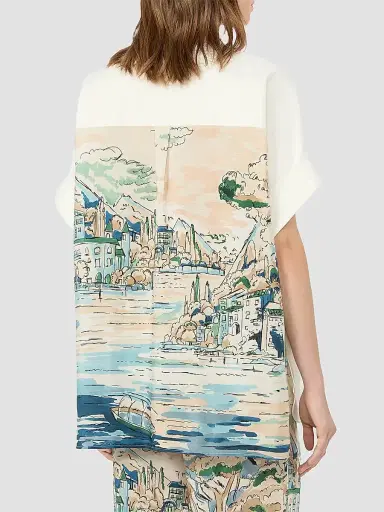 Weekend Max Mara Women's Cotton and Printed Silk Shirt - White | Thumbnail 3 Weekend Max Mara Women's Cotton and Printed Silk Shirt - White | Thumbnail 3