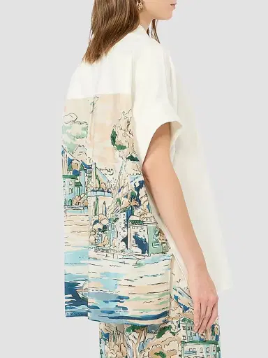 Weekend Max Mara Women's Cotton and Printed Silk Shirt - White | Thumbnail 5 Weekend Max Mara Women's Cotton and Printed Silk Shirt - White | Thumbnail 5