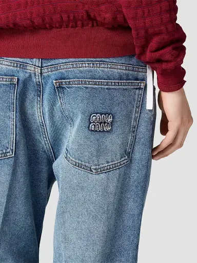Miu Miu Women's Washed Denim Jeans - Blue | Thumbnail 6 Miu Miu Women's Washed Denim Jeans - Blue | Thumbnail 6