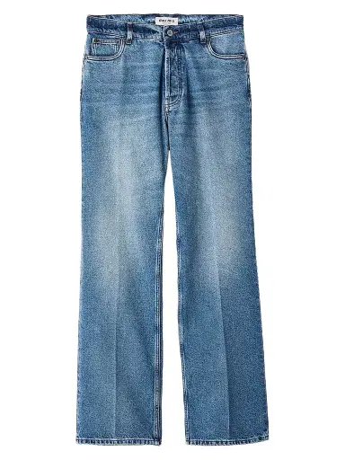 Miu Miu Women's Washed Denim Jeans - Blue | Thumbnail 1 Miu Miu Women's Washed Denim Jeans - Blue | Thumbnail 1