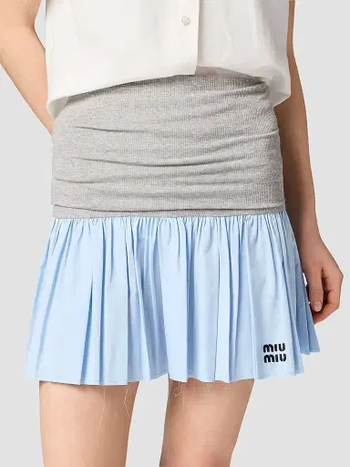 Miu Miu Women's Jersey and Poplin Skirt - Grey Blue - Size 6 | Thumbnail 5 Miu Miu Women's Jersey and Poplin Skirt - Grey Blue - Size 6 | Thumbnail 5