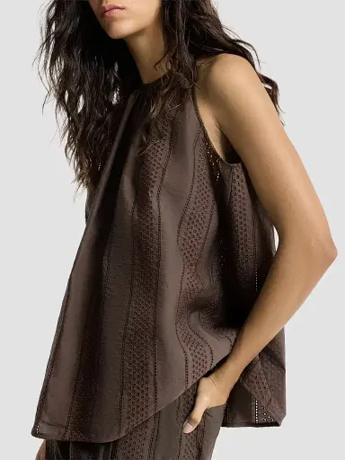 Brunello Cucinelli Women's Techno Cotton Poplin Broderie Anglaise Top | Thumbnail 4 Brunello Cucinelli Women's Techno Cotton Poplin Broderie Anglaise Top | Thumbnail 4
