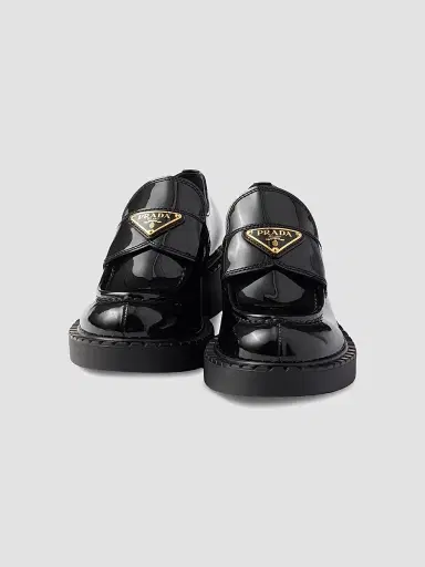 Prada Women's Chocolate Patent Leather Loafers - Black | Thumbnail 2 Prada Women's Chocolate Patent Leather Loafers - Black | Thumbnail 2
