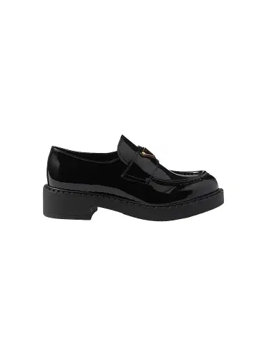Prada Women's Chocolate Patent Leather Loafers - Black | Thumbnail 1 Prada Women's Chocolate Patent Leather Loafers - Black | Thumbnail 1