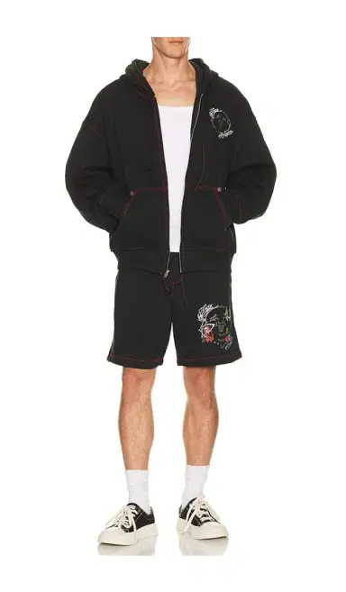 True Religion Buddha Face Big T Boxy Zip Up Hoodie | Thumbnail 4 True Religion Buddha Face Big T Boxy Zip Up Hoodie | Thumbnail 4