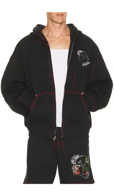 True Religion Buddha Face Big T Boxy Zip Up Hoodie | Thumbnail 1 True Religion Buddha Face Big T Boxy Zip Up Hoodie | Thumbnail 1