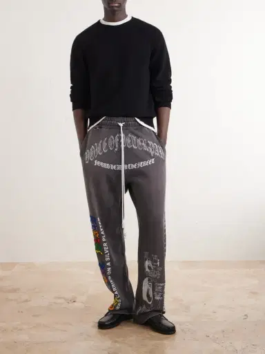 Paly Hollywood Bobby Driscoll Embellished Printed Cotton-Fleece Sweatpants - Men | Thumbnail 2 Paly Hollywood Bobby Driscoll Embellished Printed Cotton-Fleece Sweatpants - Men | Thumbnail 2