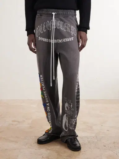 Paly Hollywood Bobby Driscoll Embellished Printed Cotton-Fleece Sweatpants - Men | Thumbnail 3 Paly Hollywood Bobby Driscoll Embellished Printed Cotton-Fleece Sweatpants - Men | Thumbnail 3