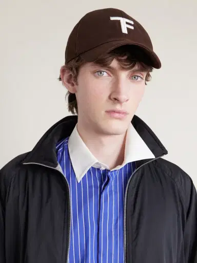 Tom Ford Leather-Trimmed Logo-Embroidered Cotton-Twill Baseball Cap - Men | Thumbnail 2 Tom Ford Leather-Trimmed Logo-Embroidered Cotton-Twill Baseball Cap - Men | Thumbnail 2