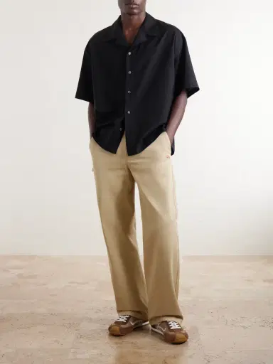 Loewe Logo-Embroidered Short-Sleeve Wool-Blend Shirt - Men | Thumbnail 2 Loewe Logo-Embroidered Short-Sleeve Wool-Blend Shirt - Men | Thumbnail 2