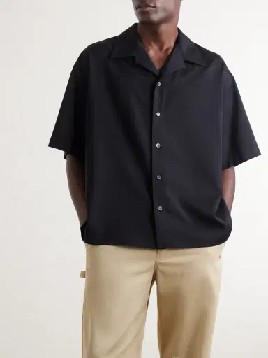 Loewe Logo-Embroidered Short-Sleeve Wool-Blend Shirt - Men | Thumbnail 3 Loewe Logo-Embroidered Short-Sleeve Wool-Blend Shirt - Men | Thumbnail 3