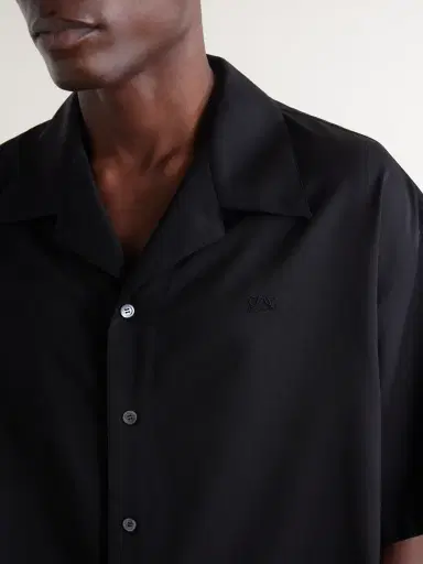 Loewe Logo-Embroidered Short-Sleeve Wool-Blend Shirt - Men | Thumbnail 5 Loewe Logo-Embroidered Short-Sleeve Wool-Blend Shirt - Men | Thumbnail 5