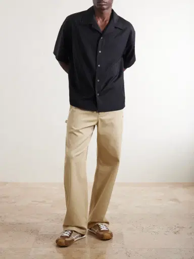 Loewe Logo-Embroidered Wide-Leg Cotton-Blend Drill Trousers - Men | Thumbnail 2 Loewe Logo-Embroidered Wide-Leg Cotton-Blend Drill Trousers - Men | Thumbnail 2