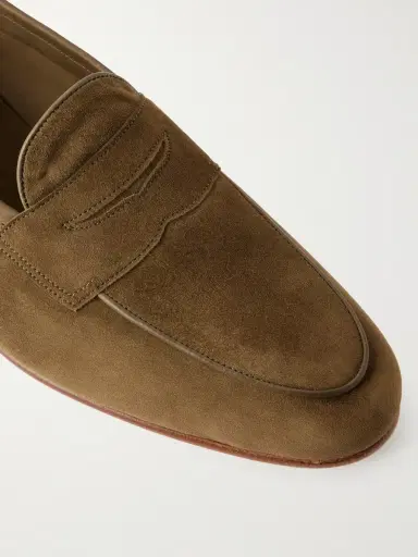 Edward Green Polperro Leather-Trimmed Suede Penny Loafers - Men | Thumbnail 5 Edward Green Polperro Leather-Trimmed Suede Penny Loafers - Men | Thumbnail 5