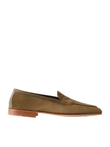 Edward Green Polperro Leather-Trimmed Suede Penny Loafers - Men | Thumbnail 1 Edward Green Polperro Leather-Trimmed Suede Penny Loafers - Men | Thumbnail 1