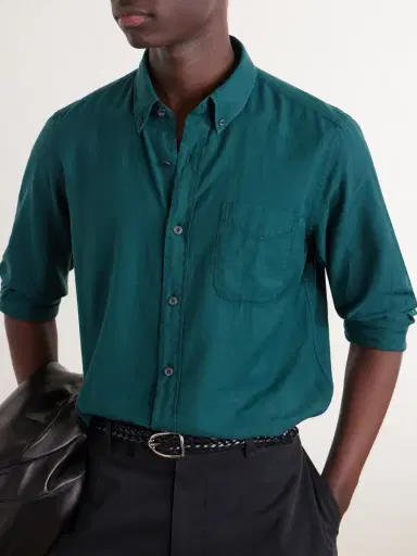 Tom Ford Washed Cotton and Cashmere-Blend Twill Shirt - Men | Thumbnail 5 Tom Ford Washed Cotton and Cashmere-Blend Twill Shirt - Men | Thumbnail 5