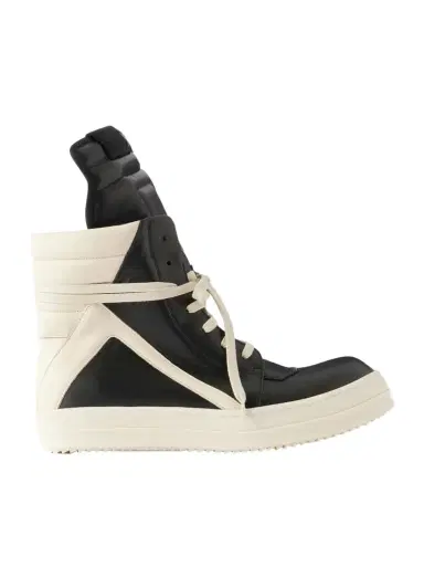 Rick Owens Geobasket Panelled Leather and Rubber Sneakers - Men | Thumbnail 1 Rick Owens Geobasket Panelled Leather and Rubber Sneakers - Men | Thumbnail 1